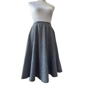 Kidichic Black & White Herringbone A-Line Knee Length Skirt